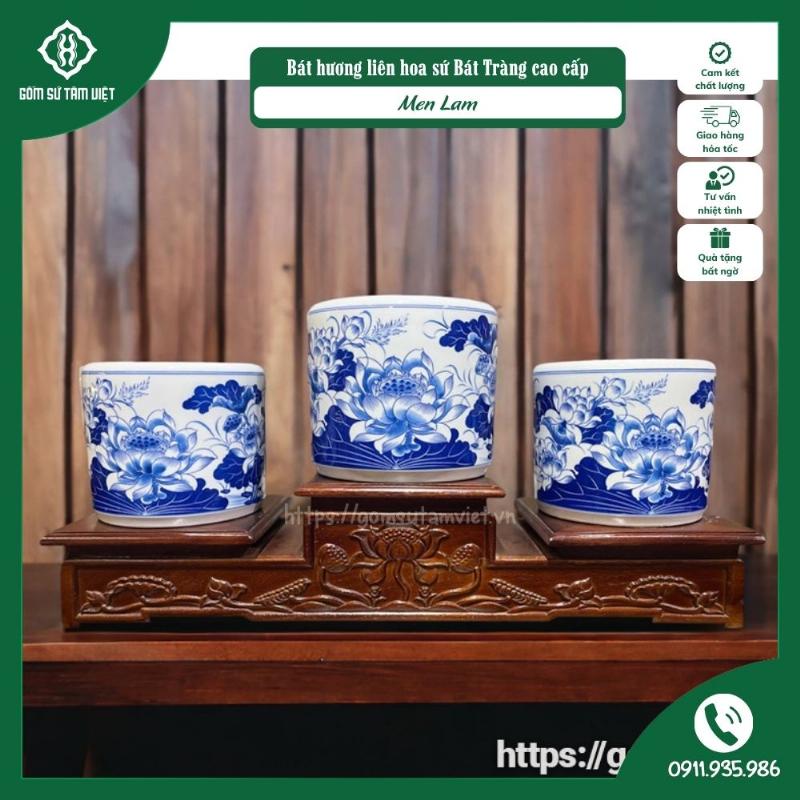 Mau bat huong gom su voi hoa tiet tinh xao, mang ve dep truyen thong cho ban tho